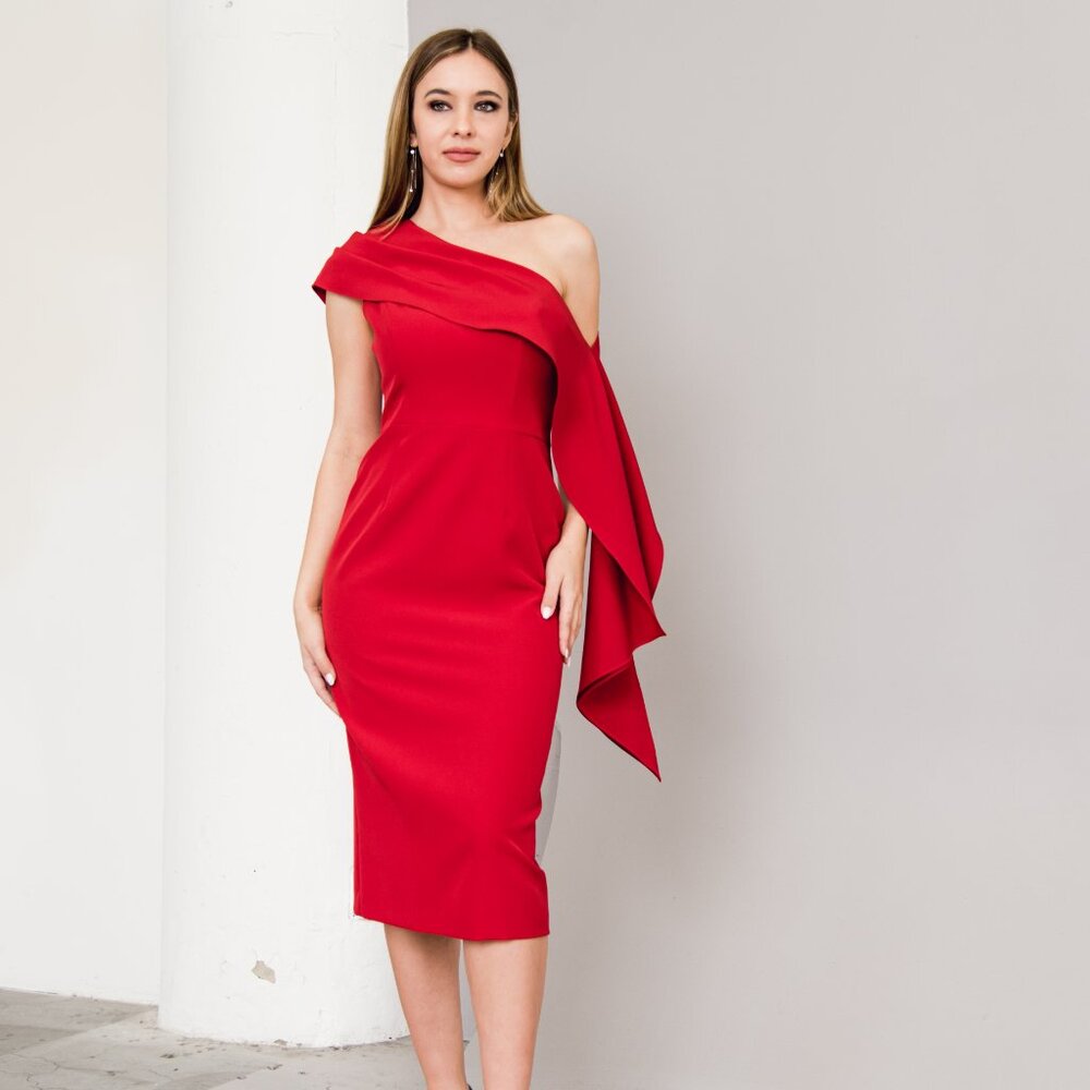 Delilah Cocktail Dress Red - Posh Couture